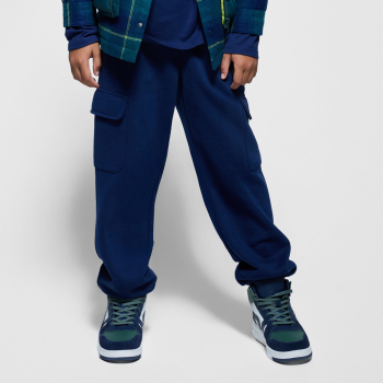 بنطال رياضي للركض مريح بجيوب كارغو باللون الأزرق الداكن للأولاد